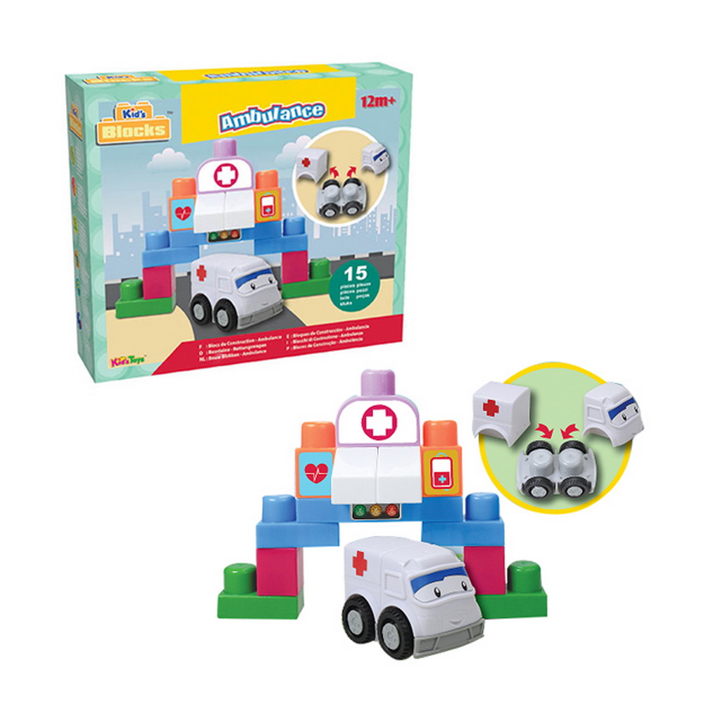 BLOQUES INFANTIL AMBULANCIA 15 PCS,